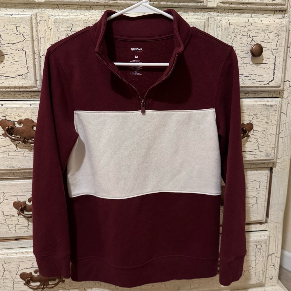 Sonoma Maroon Zip-Up Fleece